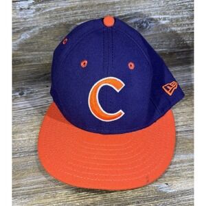 New Era Clemson‎ Baseball Team Issued Fitted Hat Purple Size 7 1/4 Omaha Patch